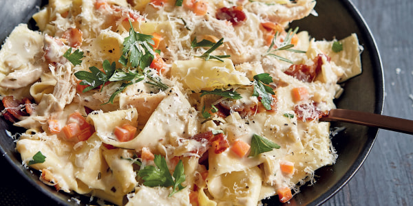 Creamy Pappardelle with Chicken and Bacon