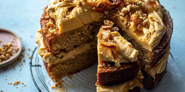 Apple Crumble Cake with Caramel and Apple Icing