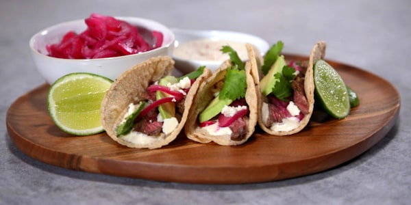 Chipotle-Lime Steak Tacos with Quick Pickled Onions