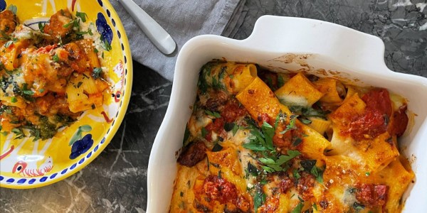 Baked Rigatoni alla Vodka with Sausage and Broccoli Rabe