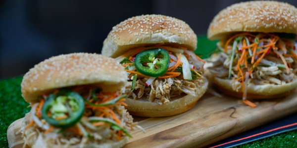 Slow-Cooker Barbecue Chicken Sandwiches with Bahn Mi Slaw