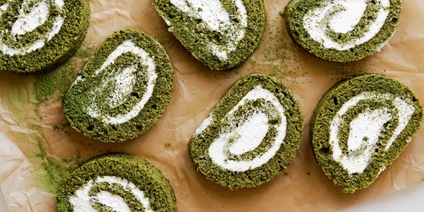 Matcha Jasmine Swiss Rolls