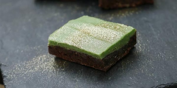 Guinness Salted Chocolate Brownies with Peppermint White Chocolate Icing