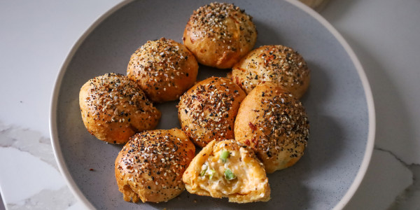 Everything 'Bagel' Bites with Cheddar-Scallion Cream Cheese