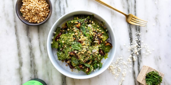 Herby Rigatoni with Toasted Pine Nuts and Dates