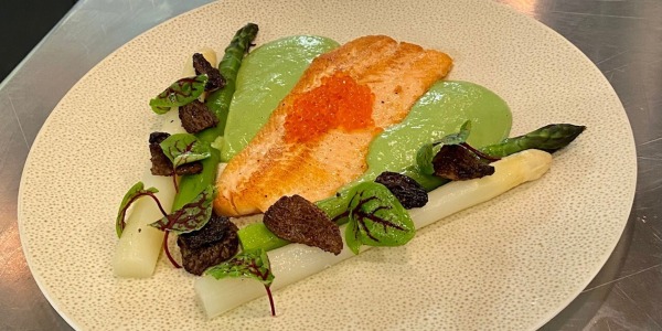 Grilled Trout with Asparagus and Sorrel Sauce