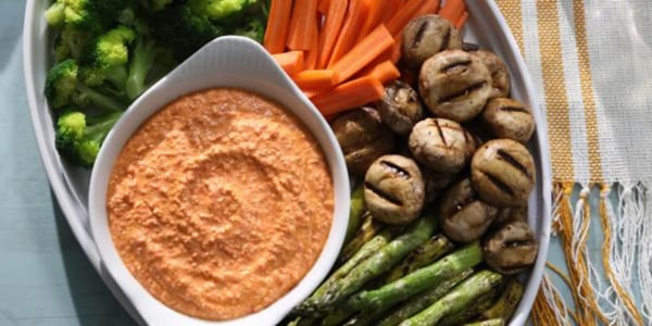 Smoked Red Pepper Dip with Grilled Crudités