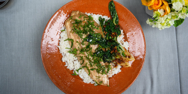 Bali Baked Fish with Bok Choy and Rice