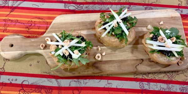 Fried Squash Rings with Pear, Dried Cherries and Feta