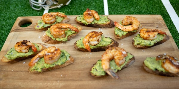 Garlic Shrimp Crostini with Avocado