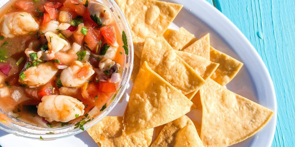 Ceviche Mixto with Homemade Tortilla Chips