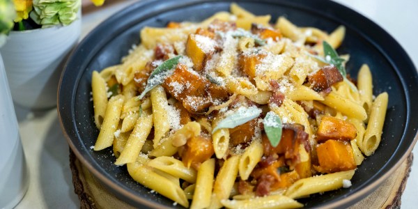 Penne with Roasted Butternut Squash, Pancetta and Sage