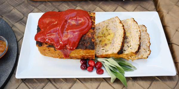 Glazed Turkey Meatloaf with Sage-Cornbread Stuffing