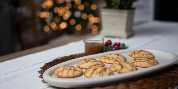 Peach Cobbler Cookies with Bourbon Glaze