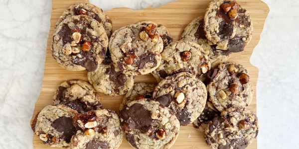 Candied Hazelnut-Chocolate Chunk Cookies