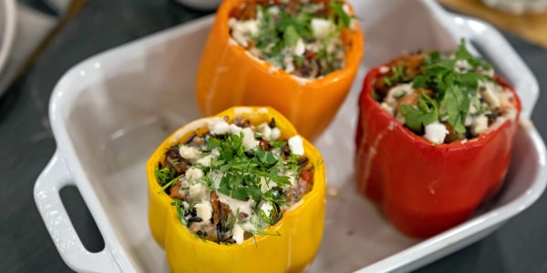 Slow-Cooker Mediterranean Stuffed Peppers with Tahini Drizzle