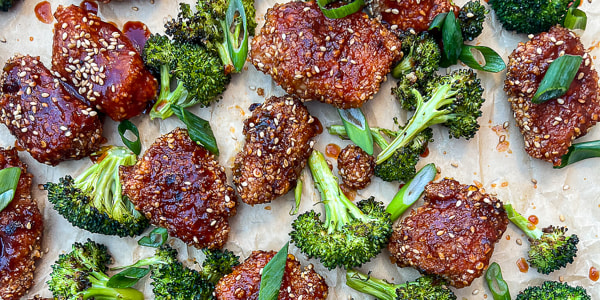 Sheet-Pan Sesame Chicken with Broccoli 