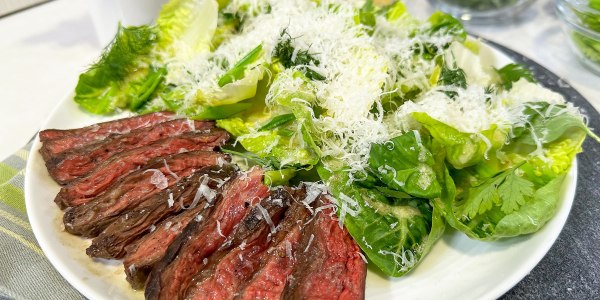Steak Caesar Salad with Sugar Snap Peas