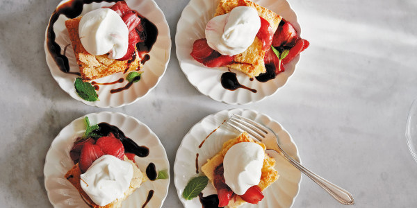 Butter Cake with Roasted Strawberries and Balsamic