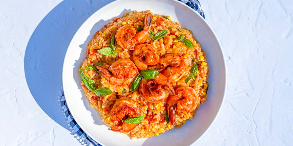 Instant Pot Corn and Tomato Risotto with Shrimp