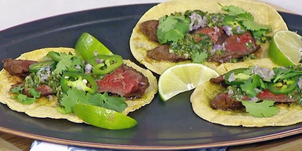 Grilled Skirt Steak Tacos with Salsa Verde