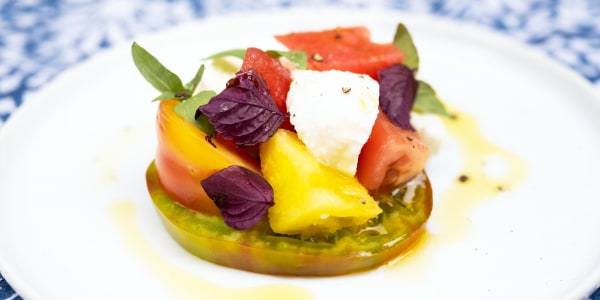 Heirloom Tomato and Watermelon Salad with Buffalo Mozzarella