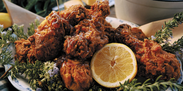 Lemon Buttermilk Fried Chicken Drizzled with Honey