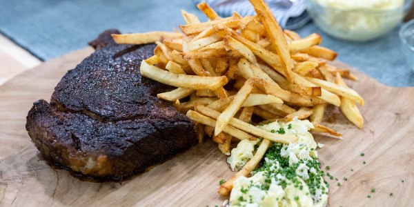 Bobby Flay's Steak Frites with Blue Cheese Butter