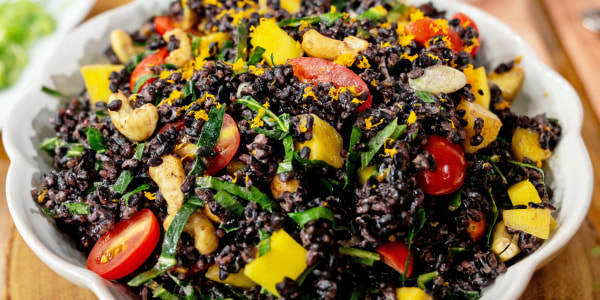 Collard Green and Black Rice Salad with Coconut-Lime Dressing