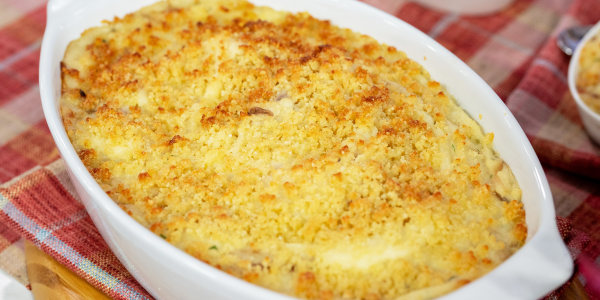 Mashed Potato Casserole with Gruyère and Browned Onions