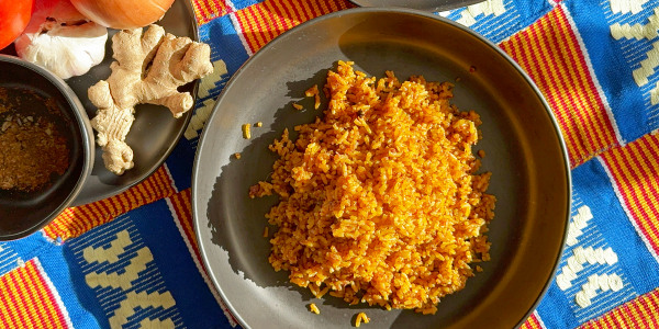 Ghanaian Jollof Rice with Corned Beef