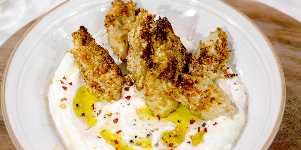 Crispy Artichoke Hearts with Garlicky Yogurt