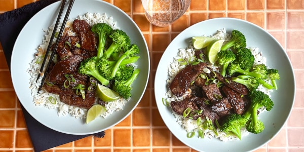 Sticky Ginger-Teriyaki Beef with Coconut Rice