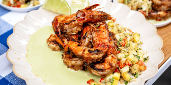 Marcus Samuelsson's Jerk Prawns with Pineapple Slaw and Coconut Sauce