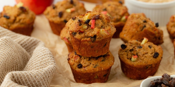 Healthy Bran Muffins With Apples and Raisins