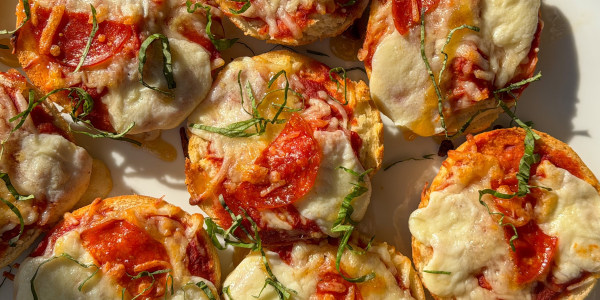 Pizza Bagel Bites with Hot Honey