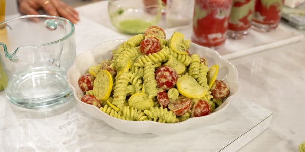 Creamy Avocado Pesto Pasta with Summer Vegetables