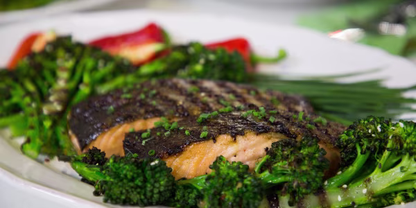 Grilled Miso-Glazed Salmon with Broccolini Salad