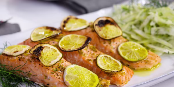 Roasted Salmon with Lime and Fennel