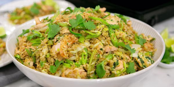 Salmon Fried Rice with Lots of Vegetables