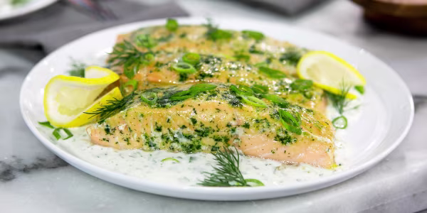 Sous Vide Herbed Salmon with Yogurt Sauce