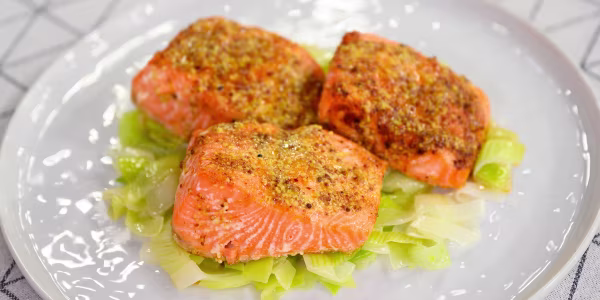 Salmon with Mustard Vinaigrette and Leeks