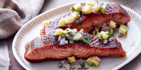 Blackened Salmon with Pineapple-Avocado Salsa