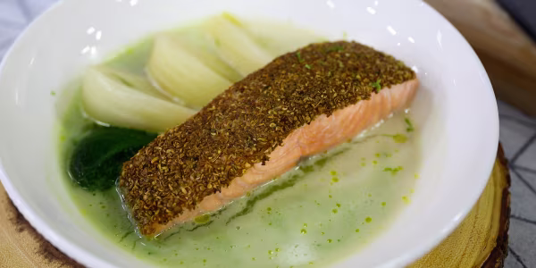 Roasted Salmon with Green Curry and Fennel