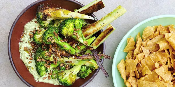 Charred Broccoli with Spicy Avocado Sauce