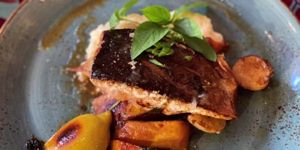 Gold Coconut Broken Rice with Tamarind-Glazed Salmon