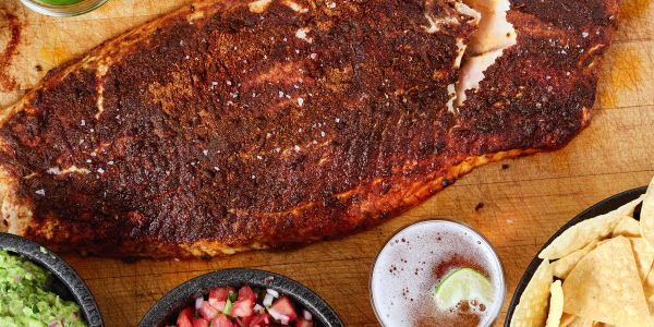 Taco Spice-Crusted Salmon with Pico de Gallo and Guacamole