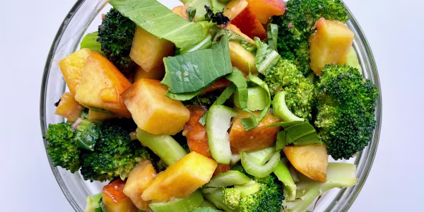 Miso-Peach Roasted Broccoli Salad