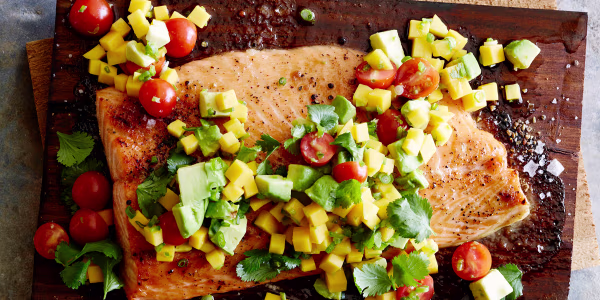 Roasted Salmon with Mango-Avocado Salsa