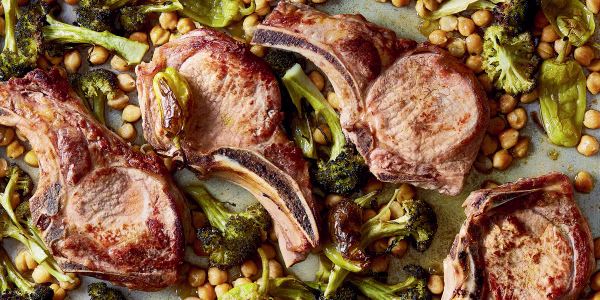 Spicy Sheet-Pan Pork Chops and Broccoli